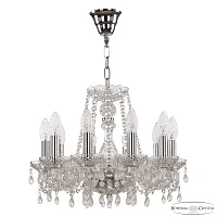 Люстра подвесная 112/10/141 Ni V0300 Богемия Ивеле Кристалл без плафона на 10 ламп, основание никель прозрачное в стиле классический виноград Люстра подвесная 112/10/141 Ni V0300 Богемия Ивеле Кристалл без плафона на 10 ламп, основание никель прозрачное в стиле классический виноград